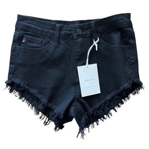 Kancan Black Frayed Raw Hem Cutoff Style Shorts Size 3/25 NWT